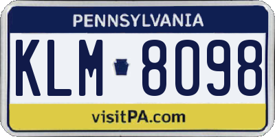 PA license plate KLM8098