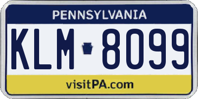 PA license plate KLM8099