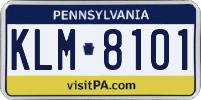 PA license plate KLM8101