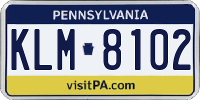 PA license plate KLM8102