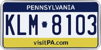 PA license plate KLM8103