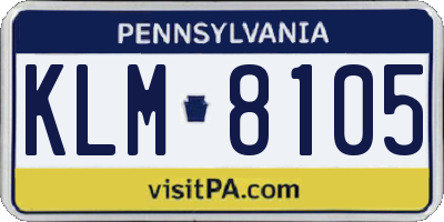 PA license plate KLM8105