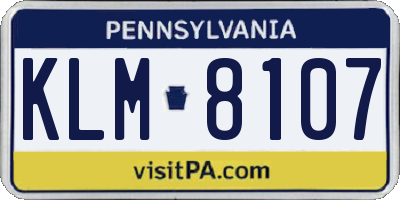 PA license plate KLM8107
