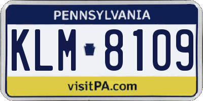 PA license plate KLM8109