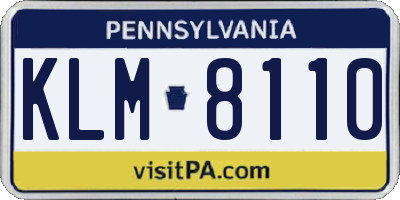 PA license plate KLM8110