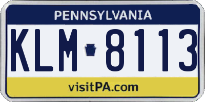 PA license plate KLM8113