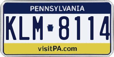 PA license plate KLM8114