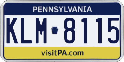 PA license plate KLM8115