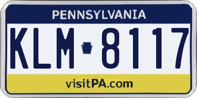 PA license plate KLM8117