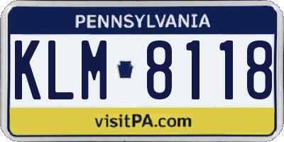 PA license plate KLM8118
