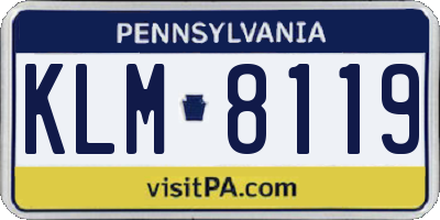 PA license plate KLM8119