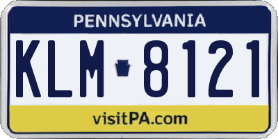 PA license plate KLM8121