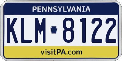PA license plate KLM8122