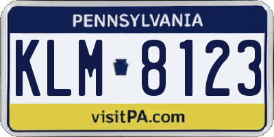 PA license plate KLM8123