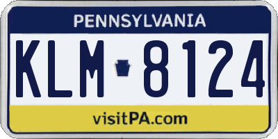 PA license plate KLM8124