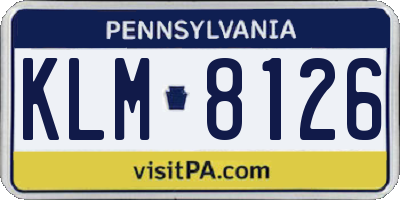 PA license plate KLM8126
