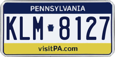 PA license plate KLM8127