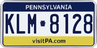 PA license plate KLM8128