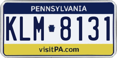 PA license plate KLM8131