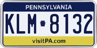 PA license plate KLM8132