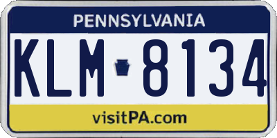 PA license plate KLM8134