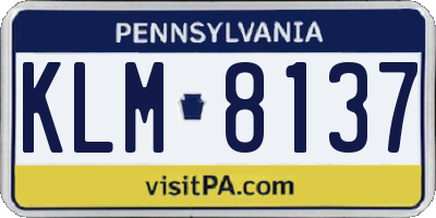 PA license plate KLM8137