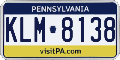 PA license plate KLM8138