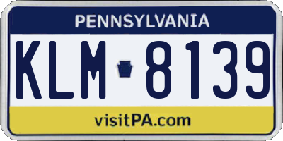 PA license plate KLM8139