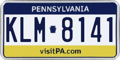 PA license plate KLM8141