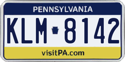 PA license plate KLM8142