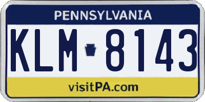 PA license plate KLM8143