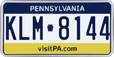 PA license plate KLM8144