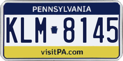PA license plate KLM8145