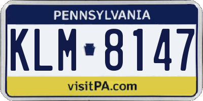 PA license plate KLM8147