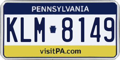 PA license plate KLM8149