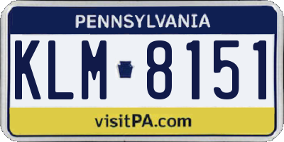 PA license plate KLM8151