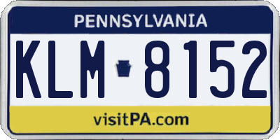 PA license plate KLM8152