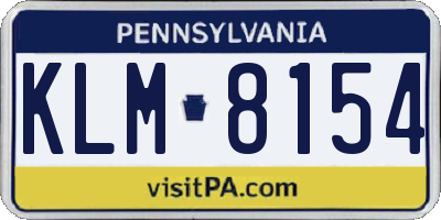 PA license plate KLM8154