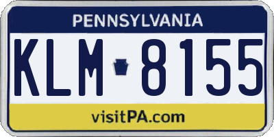 PA license plate KLM8155