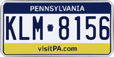 PA license plate KLM8156