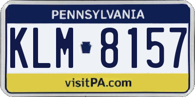 PA license plate KLM8157