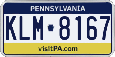 PA license plate KLM8167