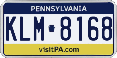 PA license plate KLM8168