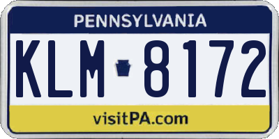 PA license plate KLM8172