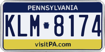 PA license plate KLM8174