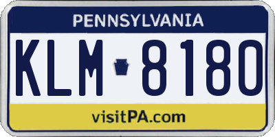 PA license plate KLM8180