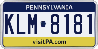 PA license plate KLM8181