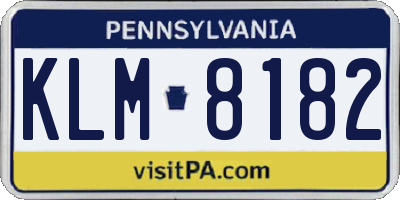 PA license plate KLM8182