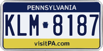 PA license plate KLM8187