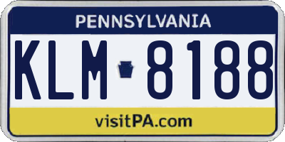 PA license plate KLM8188